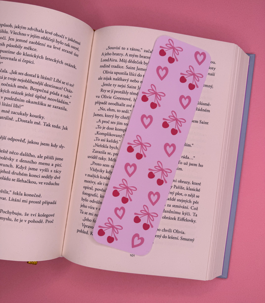 💝 Papírová záložka s třešínkami a srdíčky