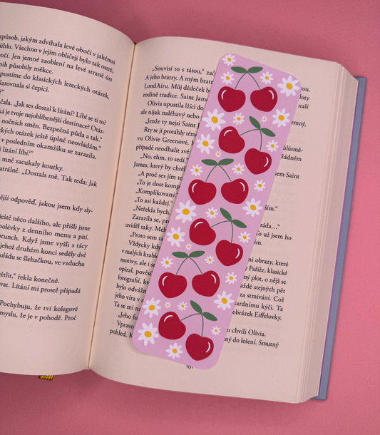 🍒 Papírová záložka s třešínkami